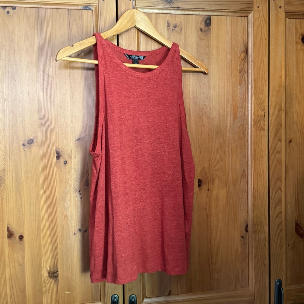 Banana Republic Sleeveless 100% Linen Knit Rust Red Tank Top Size L  19"x25"